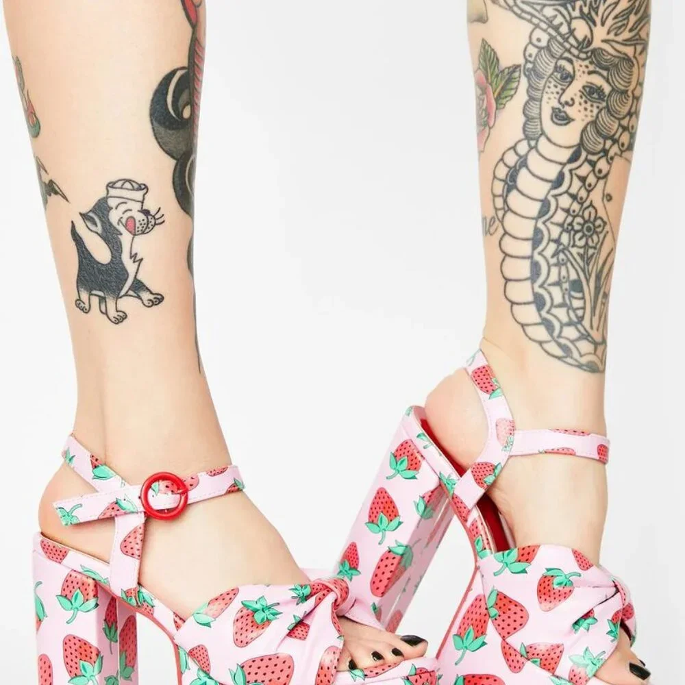 Sugar Thrillz Strawberry Fields Platform Heels - Picture 6 of 6